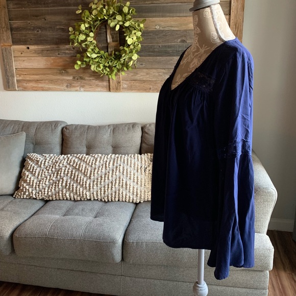 ModCloth Lace Inset Bell Sleeve Shirt - Picture 3 of 8